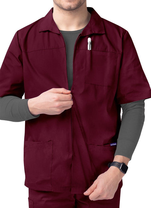 ADAR MEN'S ZIPPERED SHORT SLEEVE JACKET